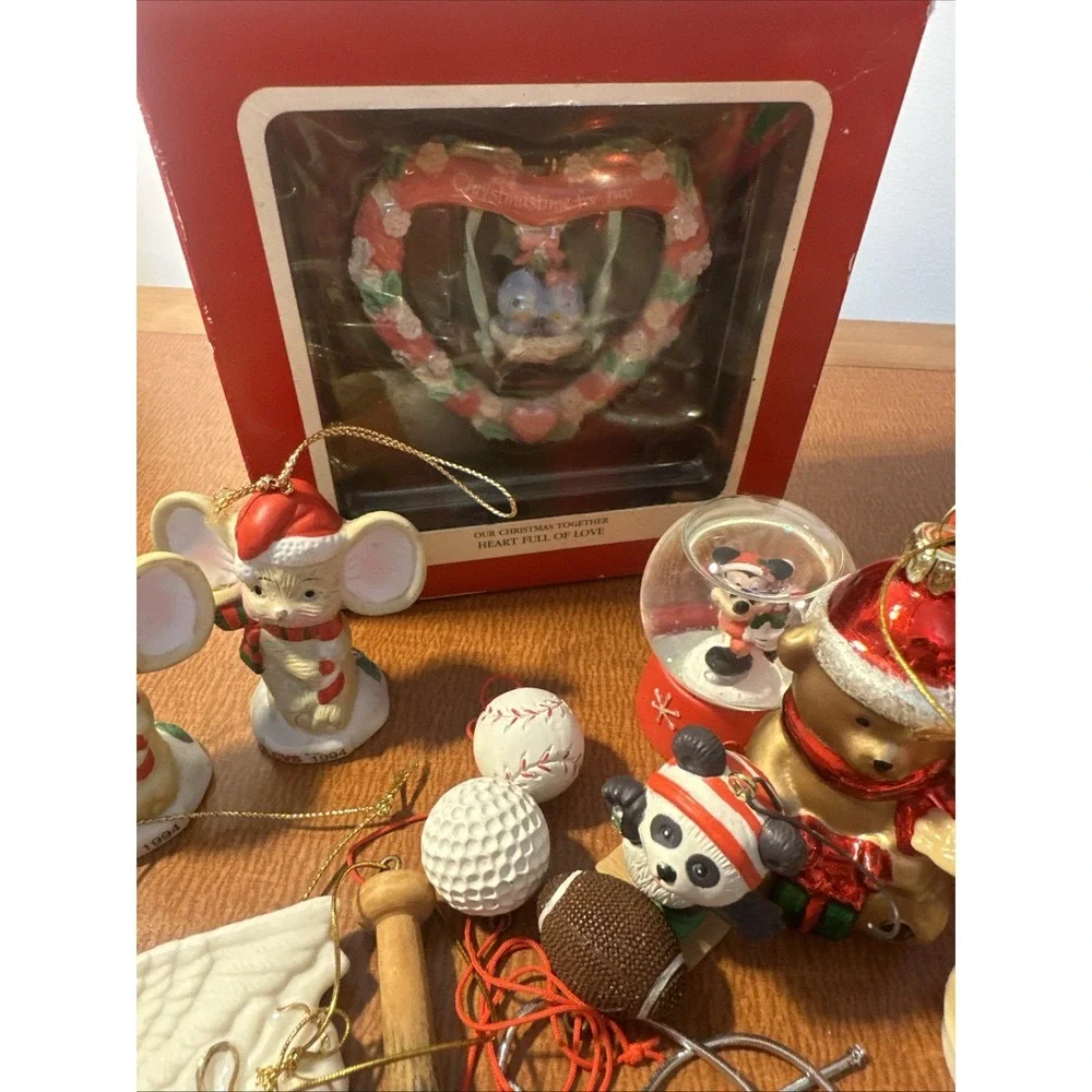 Lot Of 1990's &‎ Early 2000's Christmas Vtg Ornaments: M&Ms, Mice, Sports